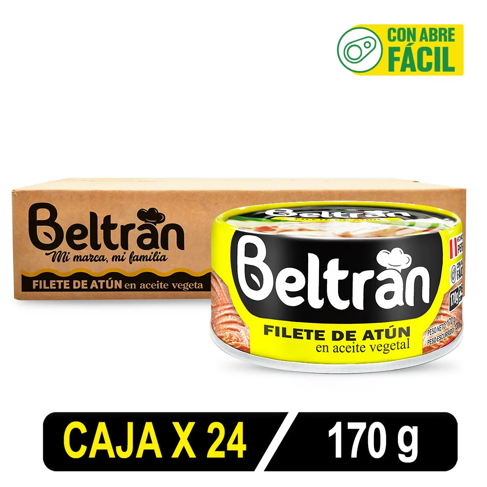 Filete De Atún Beltrán En Ac. Vegetal 1/2 Lb 170 Gr Caja X 24 Uni