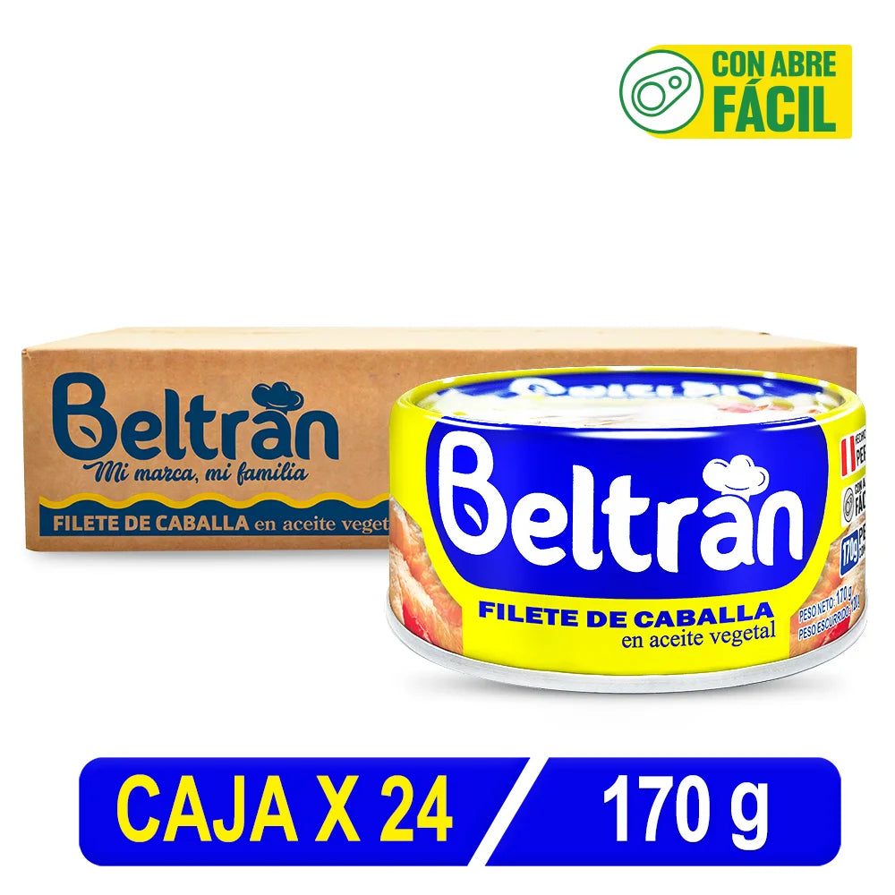 Filete De Caballa Beltrán En Ac. Vegetal 1/2 Lb 170 Gr Caja X 24 Uni