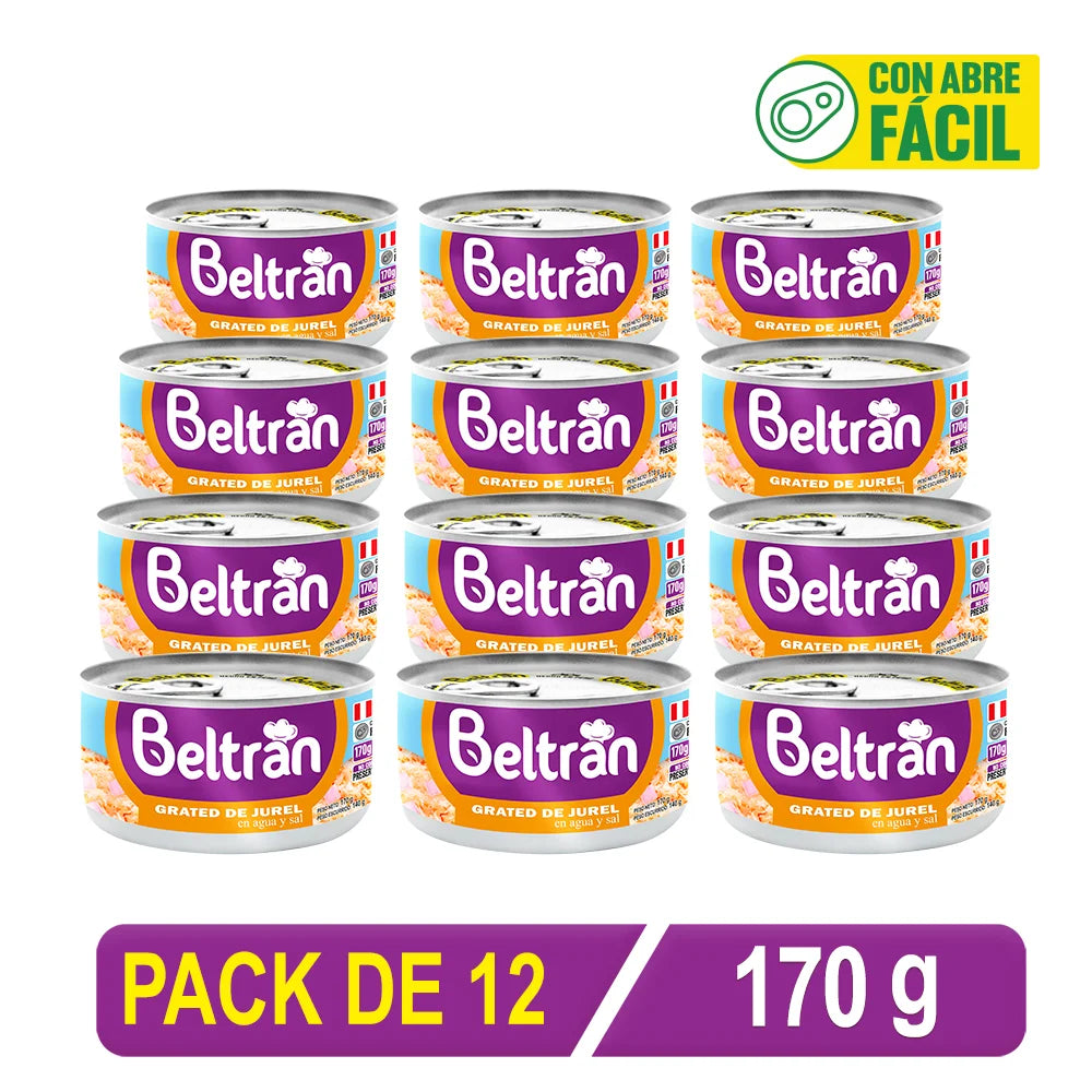 Grated De Jurel Beltran En Agua Y Sal 1/2 Lb 170 Gr Caja X 12 Uni