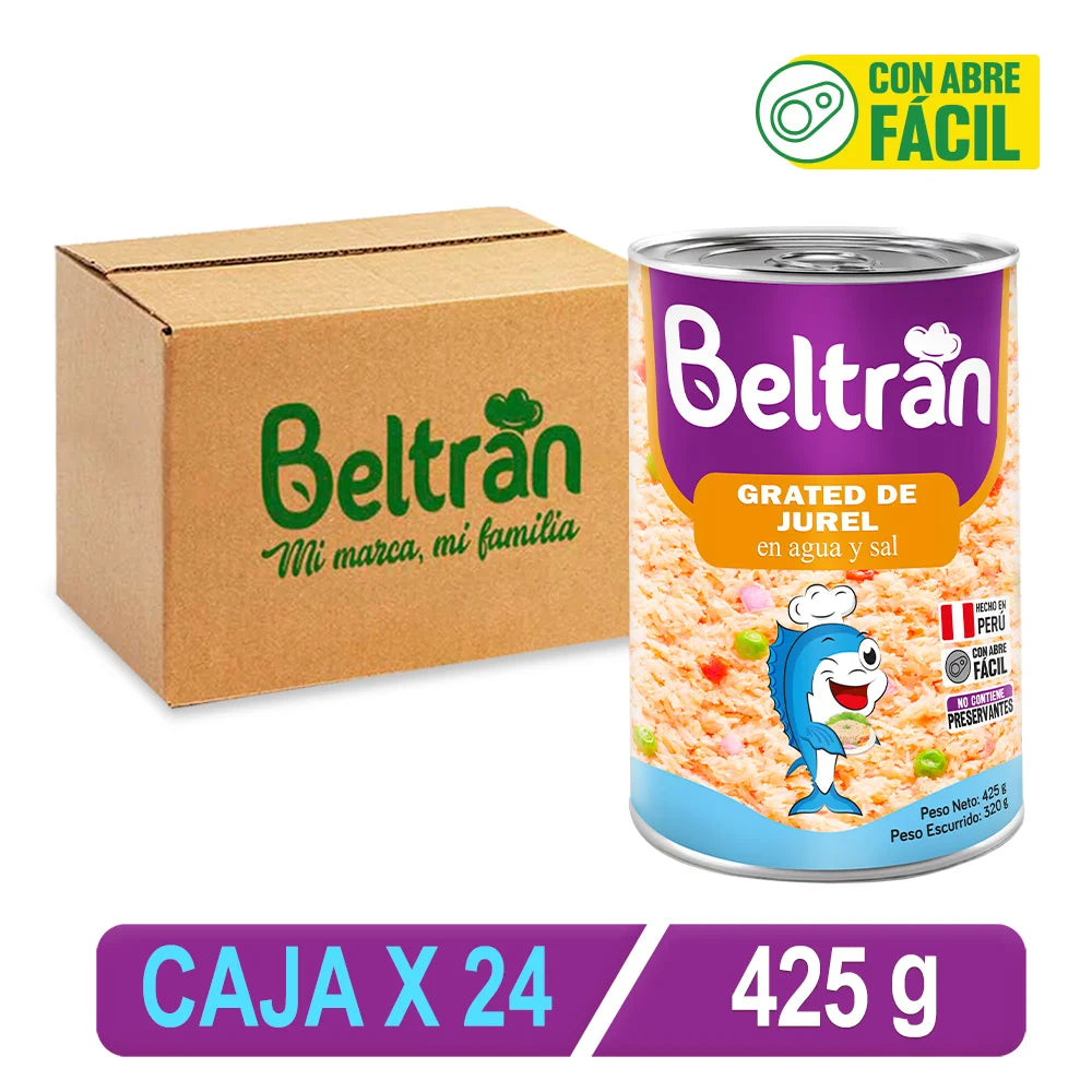 Tall Grated De Jurel Beltrán Agua Y Sal X 425 Gr Caja X 24 Uni