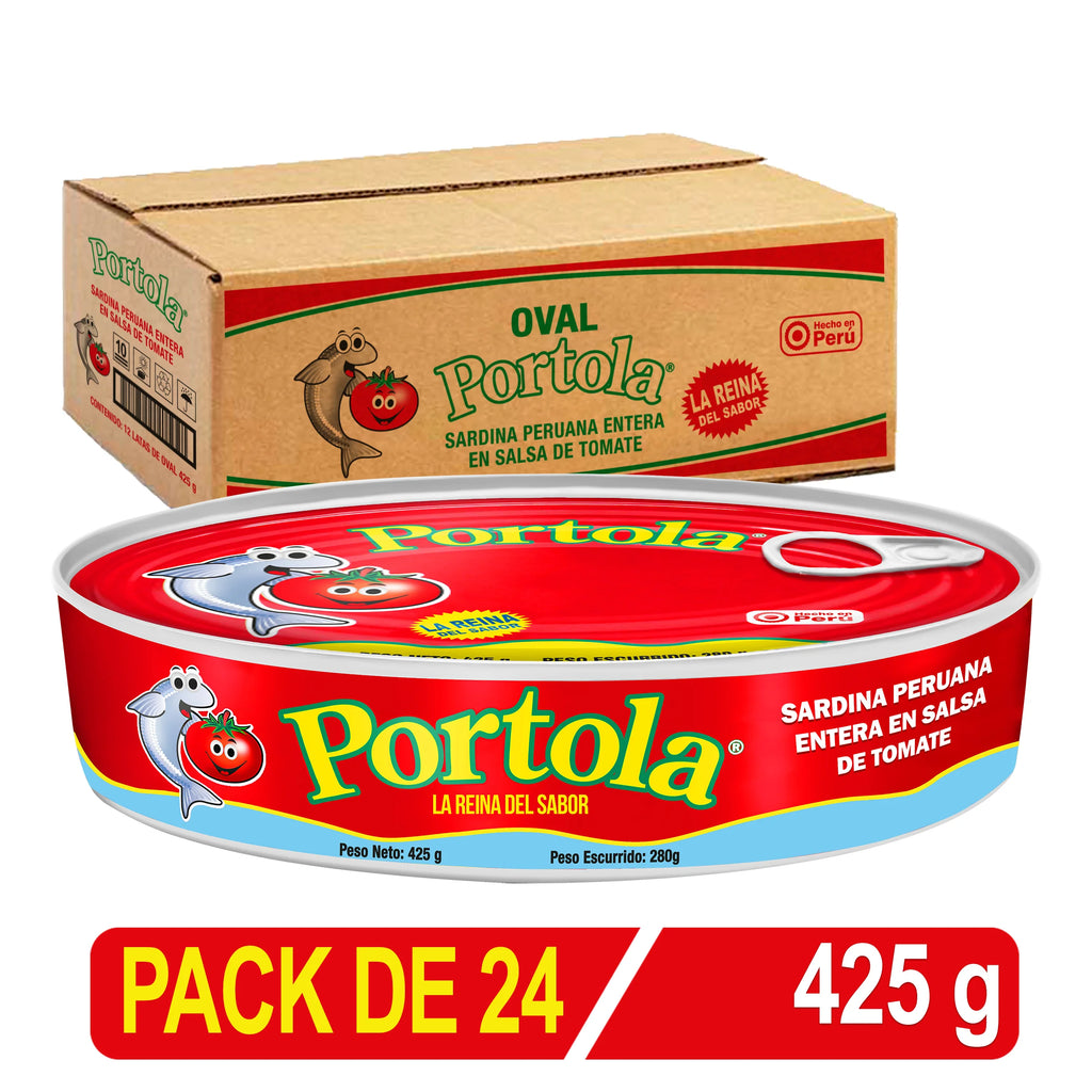 Oval Sardina Peruana Entera Portola S/ Tomate X 425 Gr Caja X 24 Uni