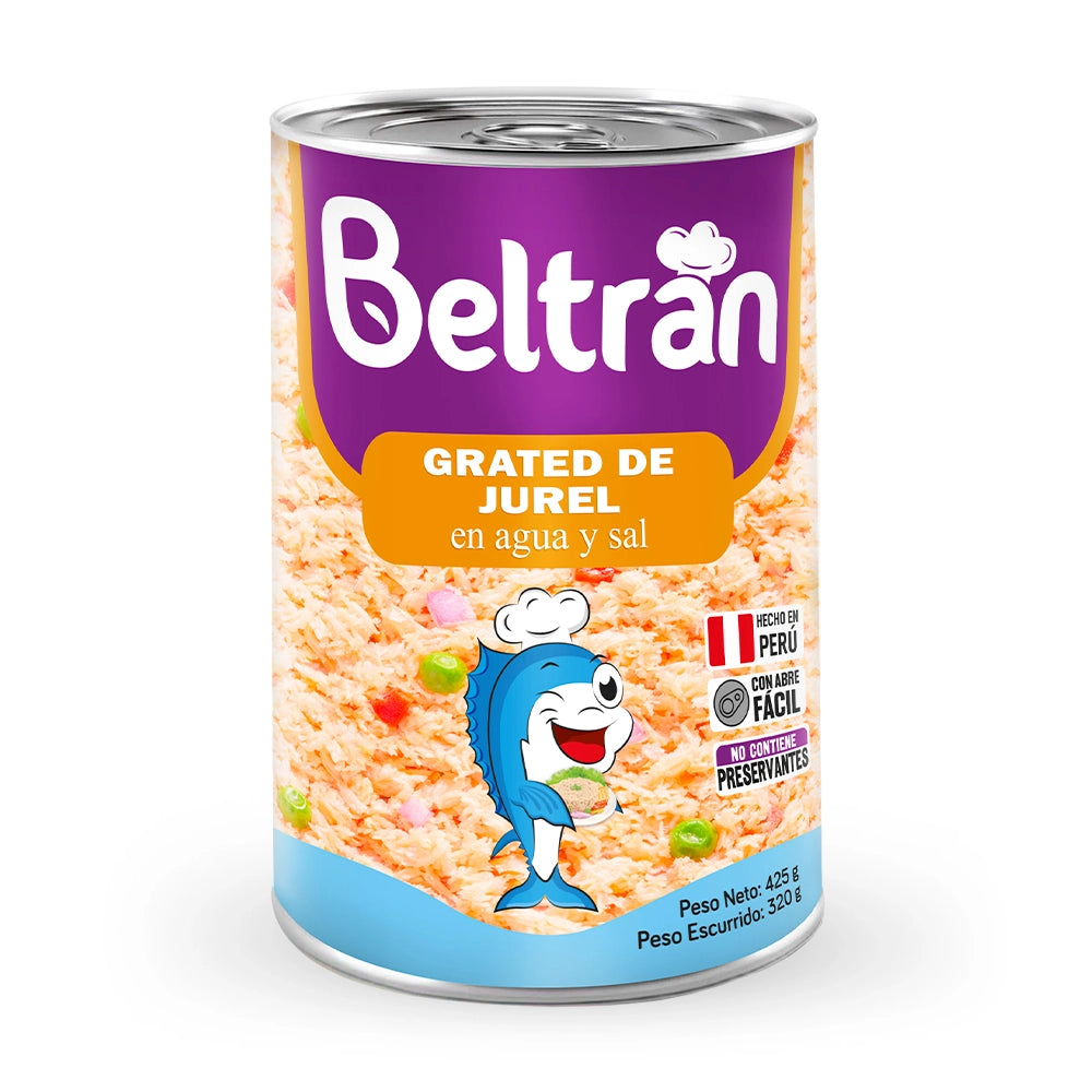 Tall Grated De Jurel Beltrán Agua Y Sal X 425 Gr Caja X 24 Uni