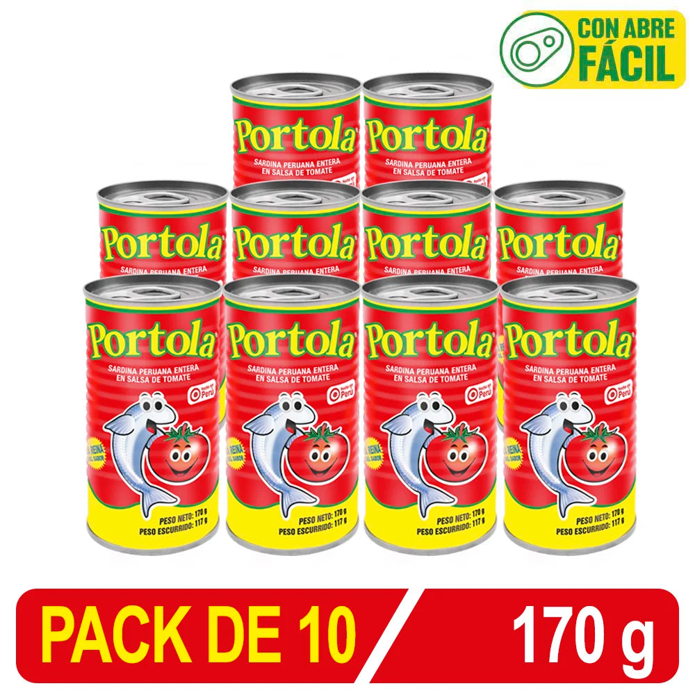Sardina Peruana Entera Portola En S/Tomate X 170 Gr Caja X 10 Uni Tinapa