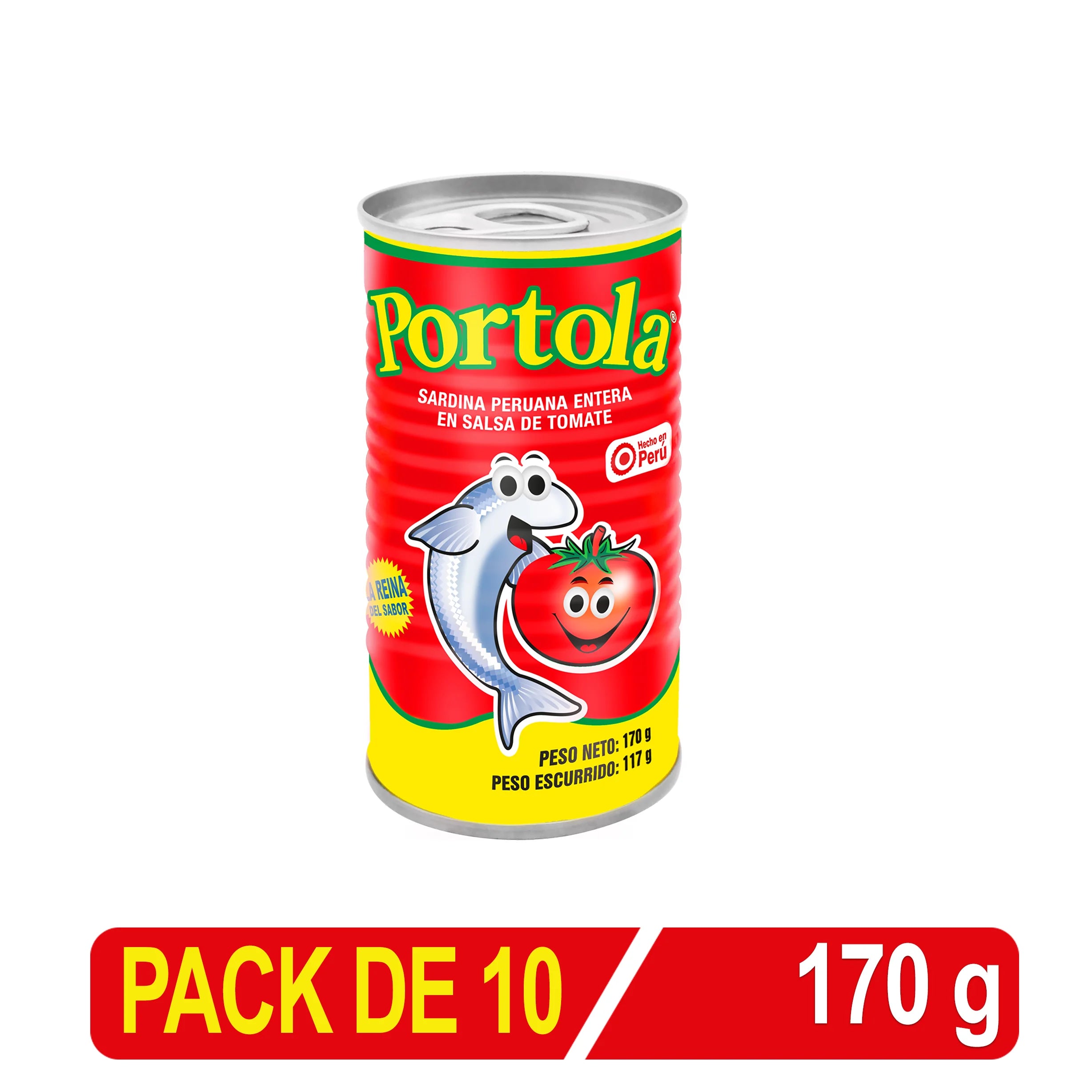 Sardina Peruana Entera Portola En S/Tomate X 170 Gr Caja X 10 Uni Tinapa